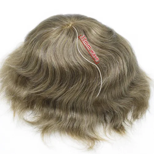 Vista 6 de Durable Fine Mono Toupee Hair Pieces para hombres Sistema de reemplazo de pelo para hombre Toupee pelo humano real protesis capilar para hombre 6x8
