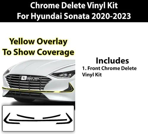 Vista 6 de BOGAR TECH DESIGNS Superposición de eliminación de cromo frontal central compatible con Hyundai Sonata 2020-2023, negro brillante