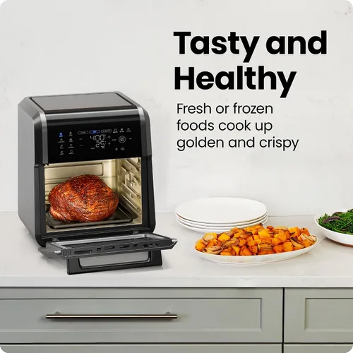 Vista 3 de Chefman Horno freidora de aire 5 en 1 de 12 cuartos de galón con temporizador digital, pantalla táctil y 12 ajustes preestablecidos, horno