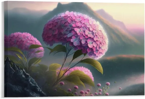 Vista 26 de Póster decorativo de pared, divertido lienzo enmarcado con flores rosas fucsias, pintura artística para baño, habitación de niños, regalos