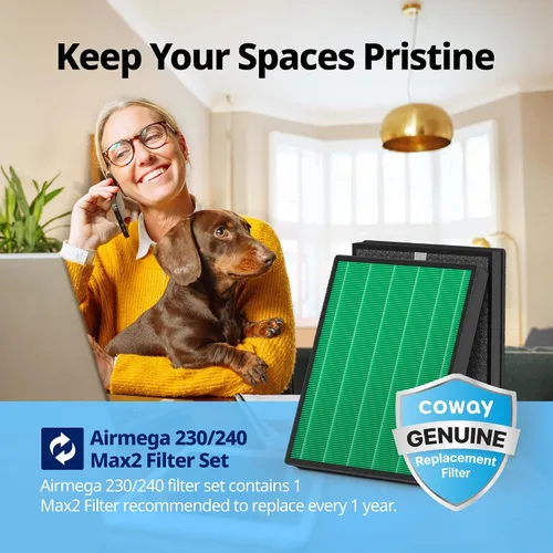 Vista 3 de Coway Airmega 230/240 - Juego de filtros de repuesto para purificador de aire, Max 2 Green True HEPA y filtro de carbón activo