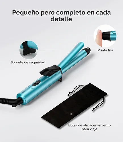Vista 6 de FARERY Mini rizador de tamaño de viaje, 1/2 pulgada, 100-240 V de doble