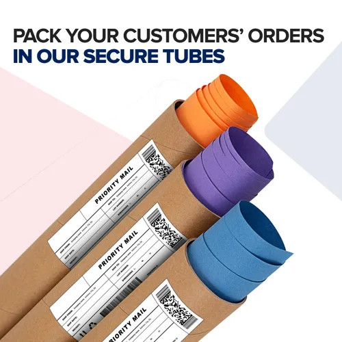 Vista 9 de Tubo de correo de papel kraft reforzado de 3 x 18 pulgadas, paquete de 12 tubos con 24 tapas, tubo seguro aprobado por USPS para pósteres, tubo