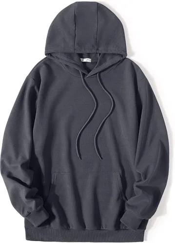 Vista 8 de COOFANDY Sudadera con capucha para hombre, manga larga, casual, con bolsillo, de punto gofre
