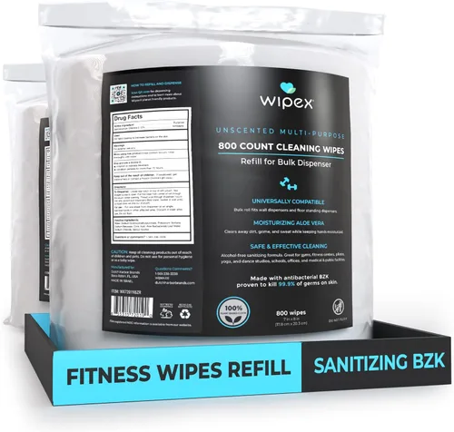 Vista 13 de Wipex Recambio de toallitas de fitness – 800 toallitas antibacterianas para desinfectante de manos con paño seguro a base de plantas