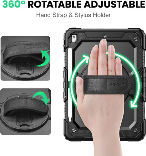 Vista 3 de SEYMAC Funda para iPad de 9ª/8ª/7ª Generación Estuche 10.2" 2021-2019, Funda Protectora de Cuerpo Completo Resistente a Prueba de Golpes de Servicio