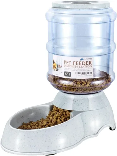 Vista 10 de Bol para mascotas con sistema dispensador automático y almacenamiento de alimento seco, de Flexzion Self-Replenishing Dry Food Station with
