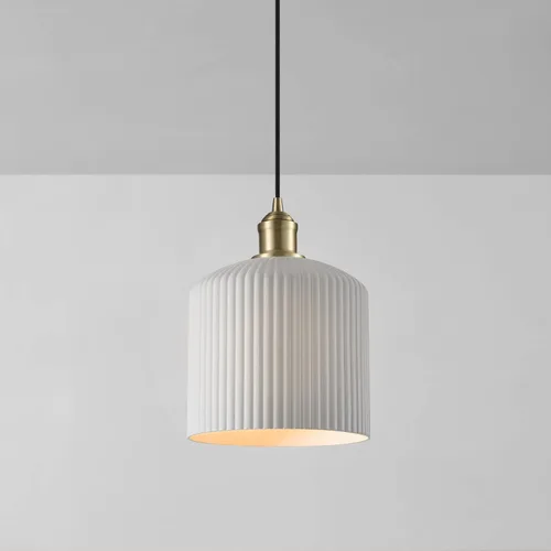 Vista 5 de Globe Electric Lámpara colgante enchufable de 1 luz, pantalla de resina blanca, cable de tela de 15 pies e interruptor en línea, iluminación
