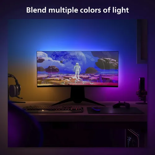 Vista 4 de Philips Hue Tira de luz LED de PC con degradado de ambiente blanco y de color para monitores de 24 a 27 pulgadas, requiere Hue Hub, compatible
