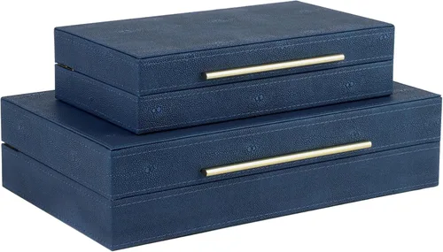 Vista 11 de HofferRuffer Juego de 2 cajas decorativas de piel sintética, organizador de accesorios grande de recuerdos, organizador de joyas con tapa con Negro