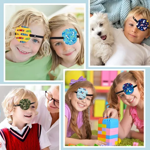 Vista 7 de Timgle - Parches de ojos ajustables para niños, 12 unidades Reusable Soft Single Eye Patch with Elastic Strap Halloween Eyepatchs for Girls Boys