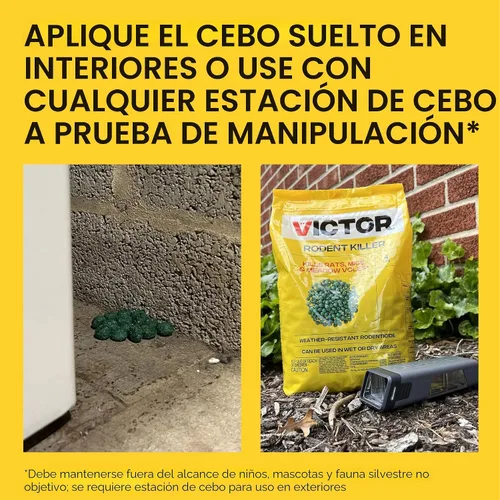 Vista 6 de Victor Veneno para ratas para uso en interiores y exteriores - Mata ratas, ratones, ratones de campo Veneno para ratones para áreas interiores