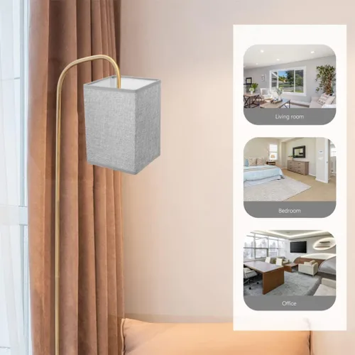 Vista 8 de Didiseaon 2 piezas de cubierta de lámpara de lino moderna, pantalla gris desmontable para mesita de noche de pared y lámparas de pie, fácil