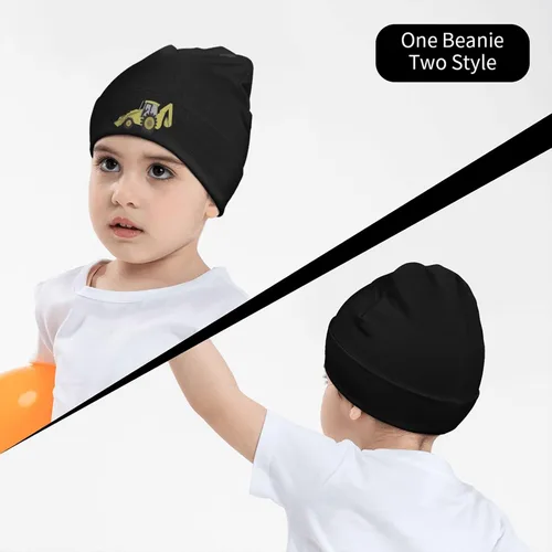Vista 5 de Gorros de punto para niños pequeños y cálidos de punto con retroexcavadora de construcción