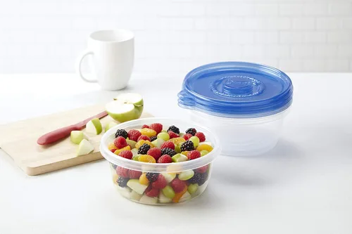 Vista 9 de Glad GladWare - Recipientes de almacenamiento de alimentos con tapas, grandes recipientes de plástico redondos sin BPA para sopas, ensaladas