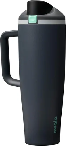 Vista 9 de Owala Vaso de viaje aislado de acero inoxidable de triple capa con tapa resistente a derrames, popote y asa de transporte, sin BPA, 40 onzas
