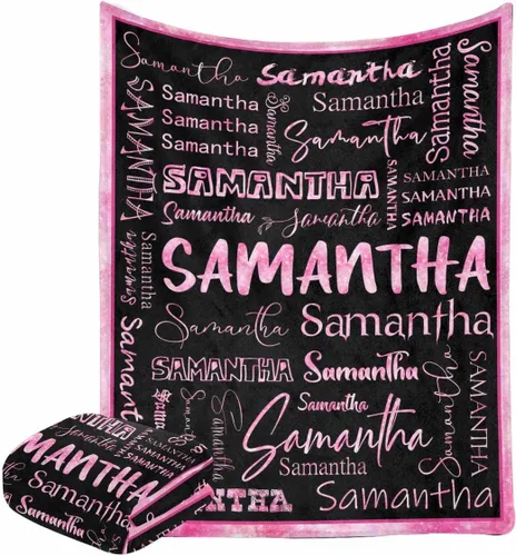 Vista 20 de Manta personalizada con nombre con fuente diferente y colorida para niños, mujeres y hombres, divertida decoración personalizada para el hogar, cama