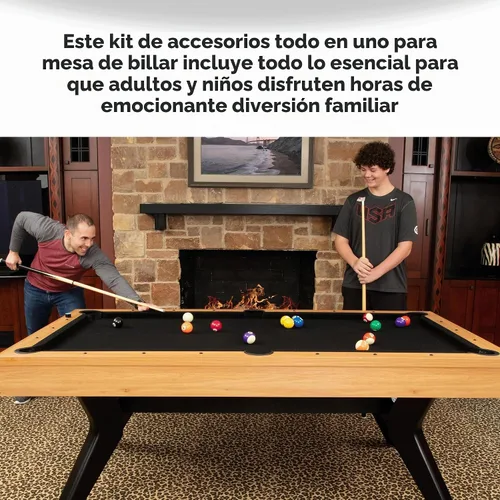 Vista 3 de Freetime Fun Accesorios para mesa de billar que incluyen bolas de billar, tacos de piscina, tiza de piscina, triángulo de 8 bolas, cepillo para mesa