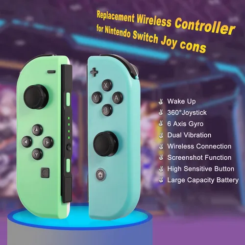 Vista 2 de Tinygu Joy Cons for Nintendo Switch, LR Wireless Joypad Controller Compatible with Nintendo SwitchLITE,WMotion ControlDouble Vibration Support