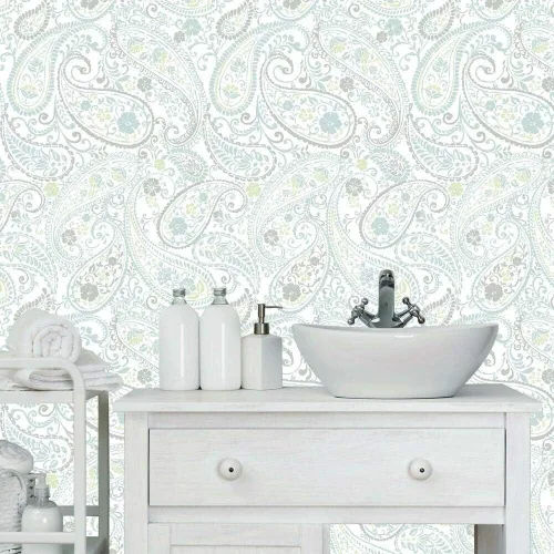 Vista 12 de RoomMates RMK11582RL - Papel tapiz autoadhesivo con estampado de cachemira, color negro