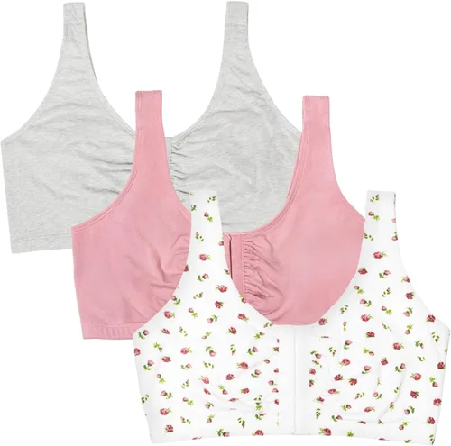 Vista 17 de Fruit of the Loom Sujetador de algodón con cierre frontal múltiple para mujer