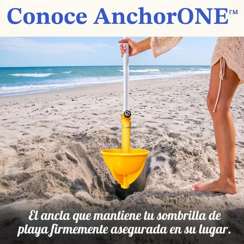 Vista 3 de Anchor Works - Sombrilla de playa, anclaje de arena, resistente al viento Naranja