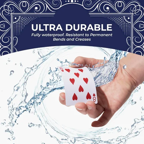 Vista 4 de Baraja pesada de cartas ideal para exteriores Naipes impermeables resistentes al viento Cartas de póquer protegidas de plástico grueso