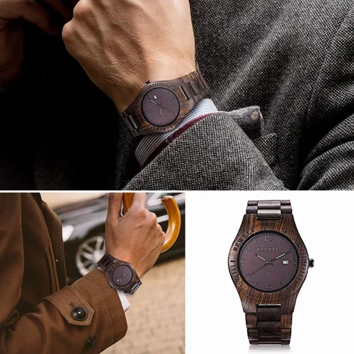 Vista 6 de Bewell W086B - Reloj de pulsera analógico ligero de cuarzo hecho a mano