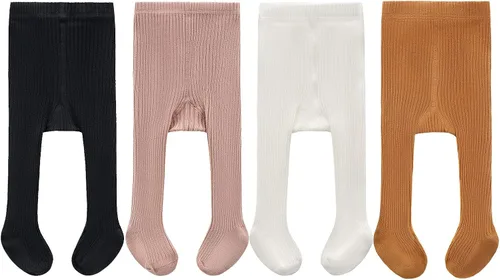 Vista 11 de CECORC - Mallas para niñas bebé, mallas para niñas pequeñas con punto trenzado, gruesas, de algodón, pantimedias para bebé, 1-10T Paquete de 2