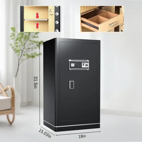 Vista 7 de Caja de seguridad biométrica de 6.5 pies cúbicos, caja de seguridad para el hogar con bolsa a prueba de fuego e impermeable, caja de seguridad