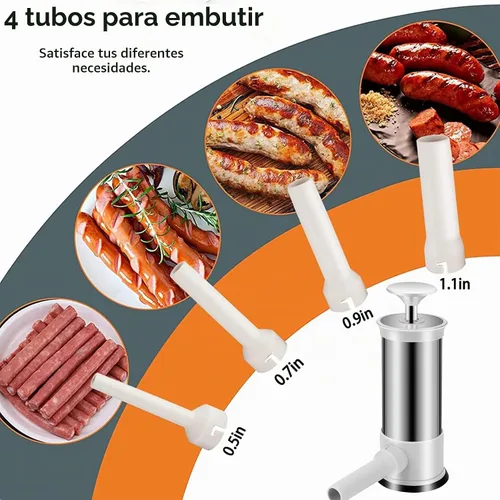 Vista 5 de Máquina de Relleno de Salchichas con 4 Tubos de Relleno, Rellenadora de Carne para Salchichas, Kit de Herramientas Manual Vertical Casero para Hacer