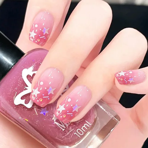 Vista 8 de Esmalte de uñas a base de agua, acabado de gelatina nude, esmalte de uñas rosa nude translúcido, no tóxico, no necesita luz UV, color natural