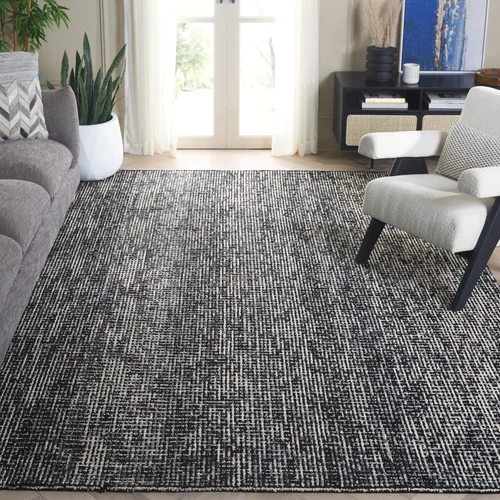 Vista 136 de SAFAVIEH Abstract Collection - Alfombra decorativa, 2 x 3 pies, color negro y marfil, lana hecha a mano, ideal para zonas de alto tráfico