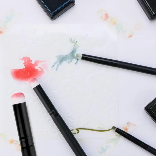 Vista 3 de UNIMEIX Mini Pinceles de Mezcla para Hacer Tarjetas, Juego de Pintura en Miniatura Seca Mezclador de Fondo Pinceles de Pintura Pequeños Detallados