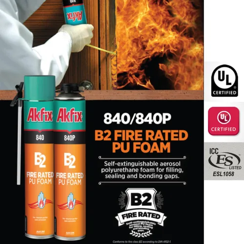 Vista 2 de Akfix 840P Espuma de Poliuretano Expansiva Ignirresistente en Aerosol (1x25.3 Oz.) - Espuma de Sellado Naranja para Ventanas y Puertas, Pinturizable