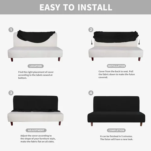 Vista 6 de Easy-Going Funda 100% Impermeable para Futón, Funda de Sofá Impermeable Doble para Futón, Funda de Sofá Jacquard Elástica, Protector de Muebles a
