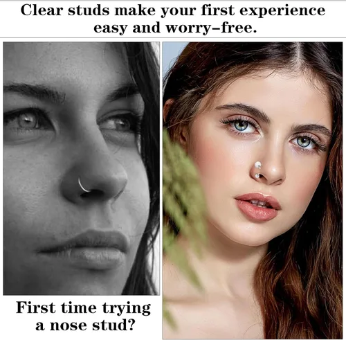 Vista 5 de 36 piezas de retenedores transparentes para cirugía, trabajo de plástico Bioflex, anillos de nariz, anillos para vientre, tabique, cejas, labios