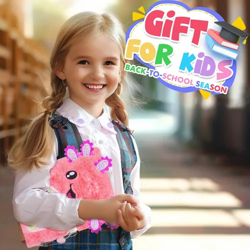 Vista 7 de Diario de ajolote para niñas con cerradura, juguetes de ajolote de felpa, regalo para niñas adolescentes, cuaderno de escritura para niños, regalos