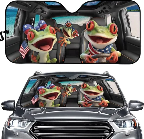 Vista 13 de SEANATIVE Parasol divertido para parabrisas de automóvil, protección contra rayos UV, protector de ventana delantera, diseño de ojos enojados
