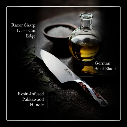 Vista 2 de Hammer Stahl Cuchillo de chef de 6 pulgadas, acero forjado alemán de alto carbono, cuchillo de cocina profesional, mango ergonómico de madera