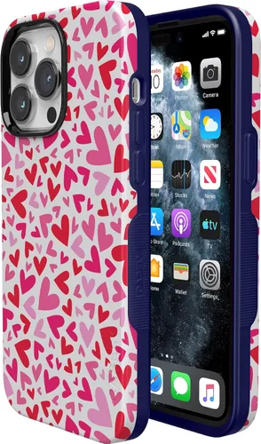 Vista 5 de Funda Casely para iPhone 14 Pro XOXO Corazones de Caramelo Compatible con MagSafe Diseño Protector Audaz
