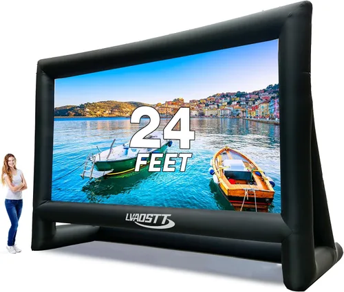 Vista 8 de Pantalla de Proyector Inflable, Pantalla de Película Inflable de 16 Pies para Proyector Exterior, Diseño de Una Pieza de Fácil Instalación