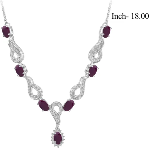 Vista 8 de JEWELEXCESS Juego de joyas de plata de ley de 3.30 CTW rubí y diamante blanco de 17 quilates