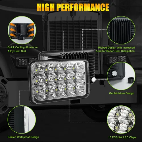 Vista 2 de 4x6 pulgadas luces LED 4 unids alto bajo haz sellado rectangular luces LED H4651 H4652 H4656 H6545 con K 900 Oldsmobile Cutlass camión