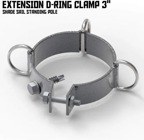 Vista 2 de TANG Abrazadera de anillo en D de 3 pulgadas para toldo de vela, poste de soporte de toldo resistente, postes de soporte de toldo de acero gris