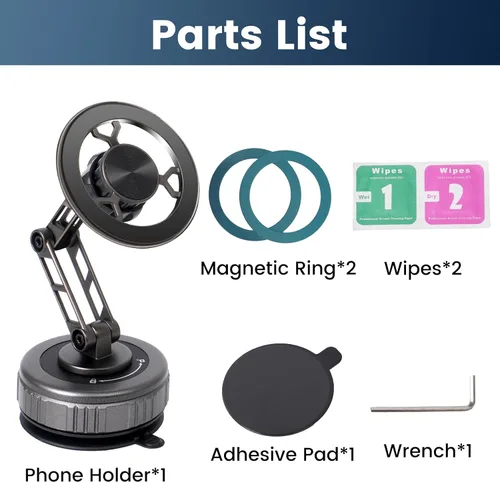 Vista 7 de Soporte magnético de teléfono para automóvil 360 con succión de vacío ajustable para iPhone 17 Pro Max 16 15 14 13 12 Air Plus