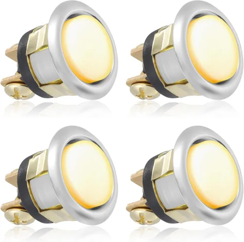 Vista 9 de Botón de timbre iluminado de metal resistente, interruptor de timbre de puerta LED redondo negro de 2 pulgadas, botones montados en la pared