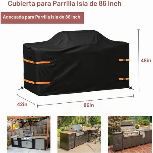 Vista 2 de Cubierta para Parrilla de Isla de 86 pulgadas, Cubierta de Cabezal de Parrilla BBQ de Isla de 86 pulgadas, Cubierta para Parrilla de Exteriores