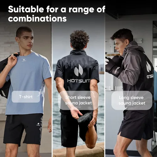 Vista 7 de HOTSUIT Mens Sauna Shorts Sweat Sauna Pants Gym Exercise Sweat Sauna Suit Workout Shorts