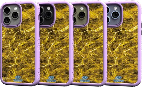 Vista 5 de cellhelmet Mossy Oak Agua Yellowfin Funda de doble capa en morado lila diseñada para iPhone 13 Pro Max a prueba de golpes y caídas, duradera